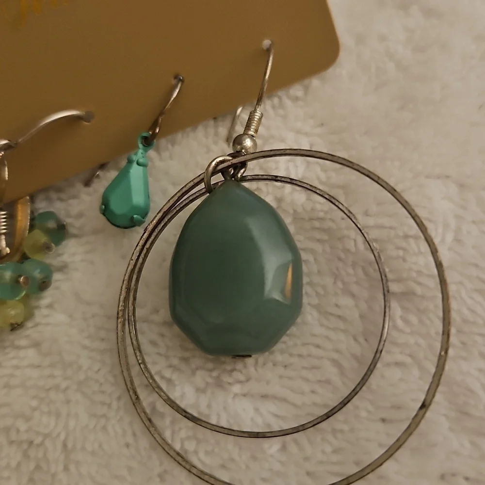 Vintage Six Single Lime Green Dangle Hoop Seashell Earring Collection